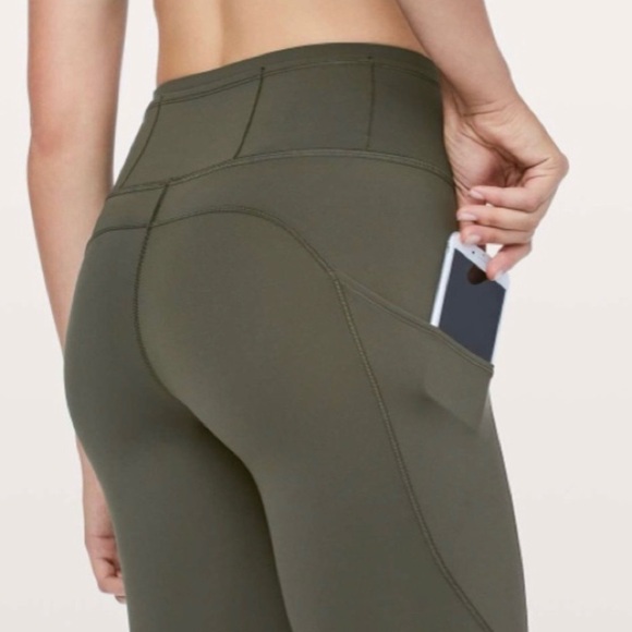 Lululemon Fast & Free Green Crop ll Nulux 19” Leggings Running Workout Sz 8 - Picture 2 of 12